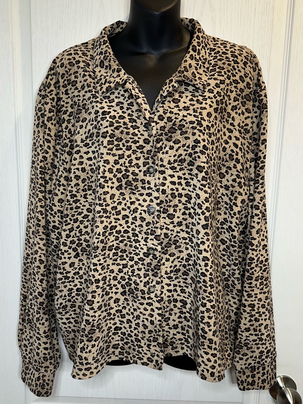 Vintage Leopard Print Button-Down Shirt